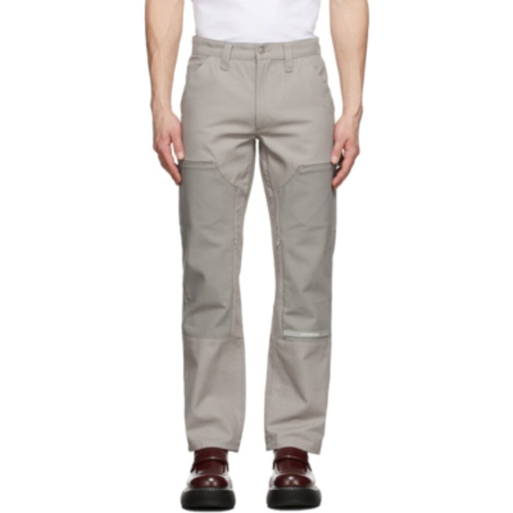 SAINTWOODS Grey Cotton Canvas Double Knee Work Utility Pants Unisex 28” Inch New